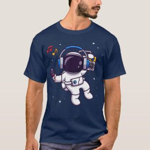 T-shirt Cute Astronaut Écouter De La Musique Avec Boombox 