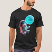 T-shirt Cute Astronaut Floating in Galaxy - Neon Space AI (Devant)