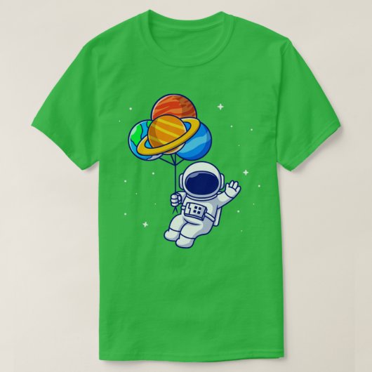 T-shirt Cute Astronaut Flottant Avec Des Ballons Planètes  (Design devant)