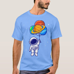 T-shirt Cute Astronaut Flottant Avec Des Ballons Planètes 