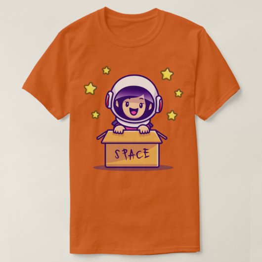 T-shirt Cute Astronaut Girl In Box (Design devant)