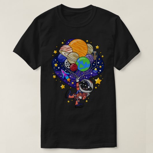 T-shirt Cute Astronaut Planet Balloon Design (Design devant)