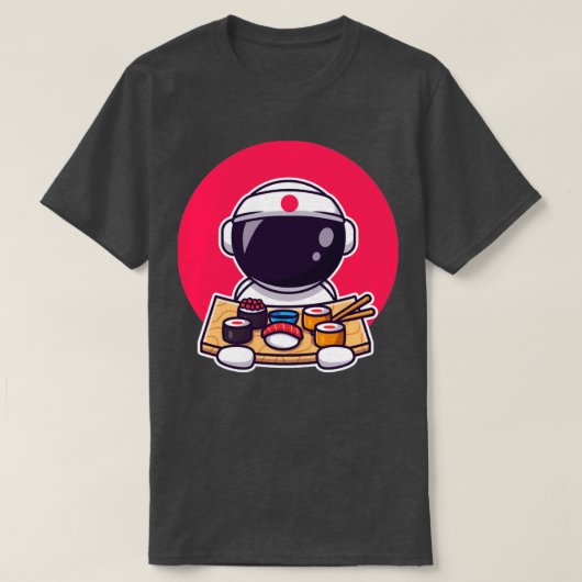T-shirt Cute astronaute Mange Du Sushi (Design devant)