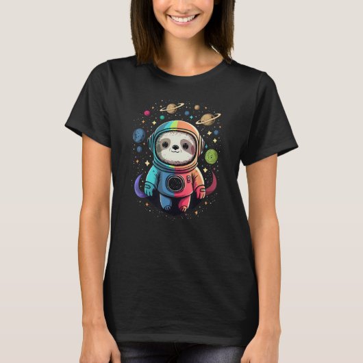 T-shirt Cute astronaute Sloth dans l'espace extra-atmosphé (Devant)