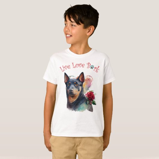 T-shirt Cute australien Kelpie Chien Floral (Devant entier)