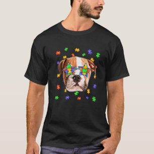 T-shirt Cute Autism English Bulldog Dog Puzzle Sunglasses