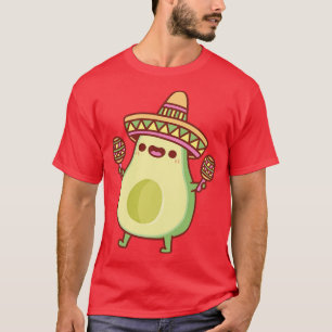 T-shirt Cute Avocado Avec Casquette Sombrero Et Maracas
