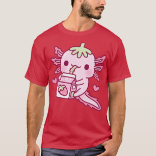 T-shirt Cute Axolotl Aime Boire Lait Fraise