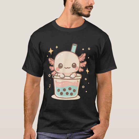 T-shirt Cute Axolotl Dans Bubble Tea Cup Kawaii Amoureux d (Devant)