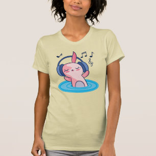 T-shirt Cute Axolotl Écouter De La Musique