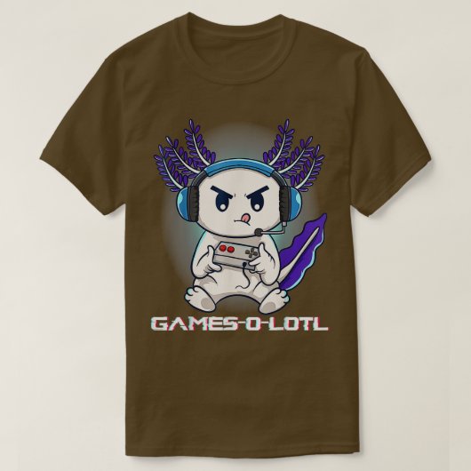 T-shirt Cute Axolotl Playing Console Video Games Axolotl G (Design devant)