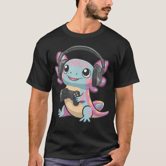 T-shirt Cute Axolotl Playing Video Games Funny Gaming Axol (Devant)