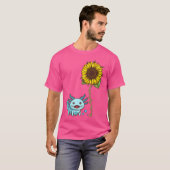 T-shirt Cute Axolotl Tournesol Mexicain Marche Poisson Ble (Devant entier)