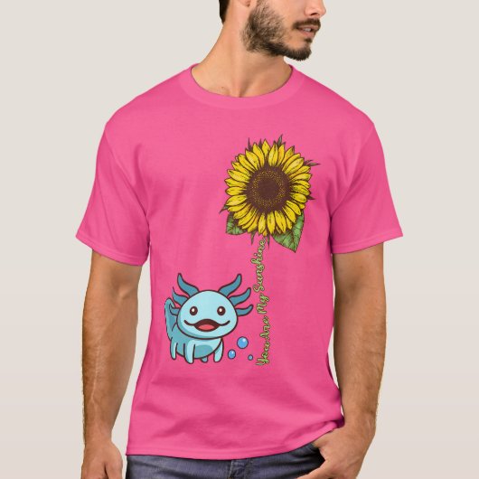 T-shirt Cute Axolotl Tournesol Mexicain Marche Poisson Ble (Devant)