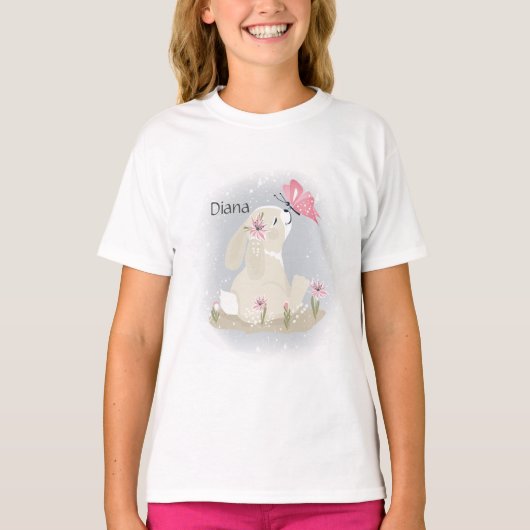 T-shirt Cute baby Bunny et butterfly. (Devant)