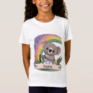T-Shirt Cute Baby Koala Rainbow Nom personnalisé