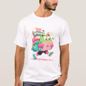 T-shirt Cute Back to School Frog with Books and Backpack (Devant)