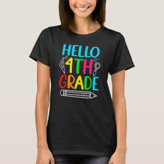 T-shirt Cute Back To School Hello 4th Grade First Day Of S
