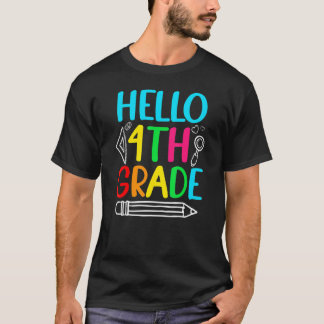T-shirt Cute Back To School Hello 4th Grade First Day Of S