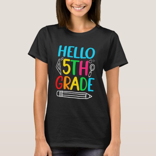 T-shirt Cute Back To School Hello 5th Grade First Day Of S (Devant)