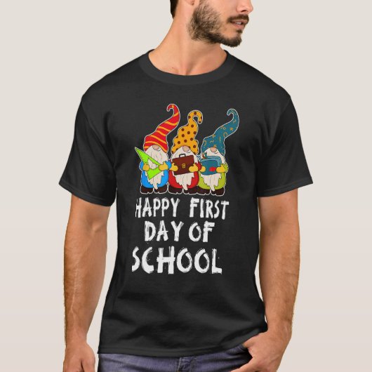 T-shirt Cute Back to School Teacher Gnome Happy First Day  (Devant)