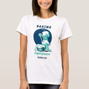 T-shirt Cute Baking Bleu est ma superpuissance avec un nom