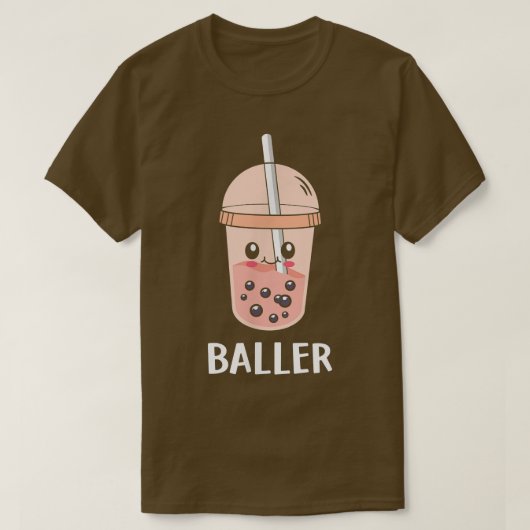 T-shirt Cute Baller Boba Tea Bubble Tea Anime Kawaii Neko  (Design devant)
