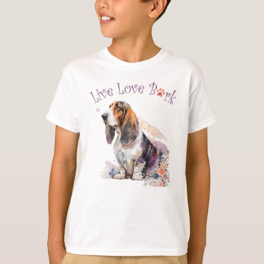T-shirt Cute Basset Hound Chien Floral (Devant)