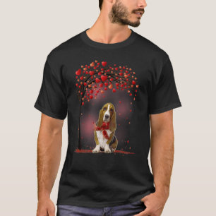 T-shirt Cute Basset Hound Couple Valentine Love Tree Chien