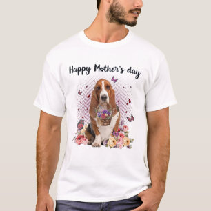 T-shirt Cute Basset Hound Maman Fleur Joyeuse Fête des Mèr
