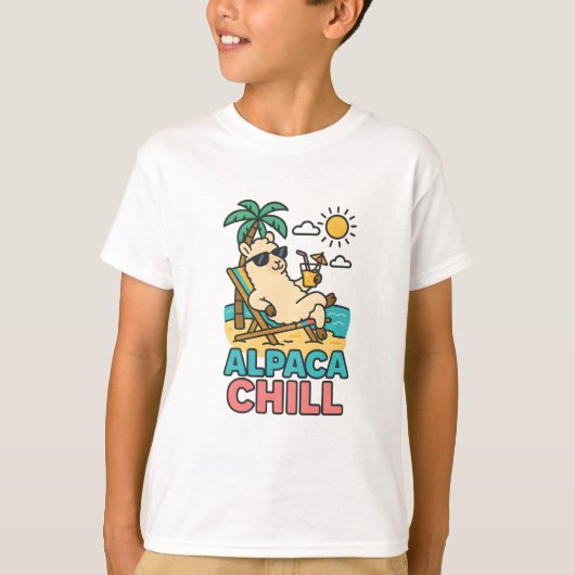 T-shirt Cute Beach Tee Alpaca Chill Summer Shirt (Devant)