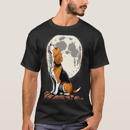 T-shirt Cute Beagle Howling at the Moon  Beagle Mom (Devant)