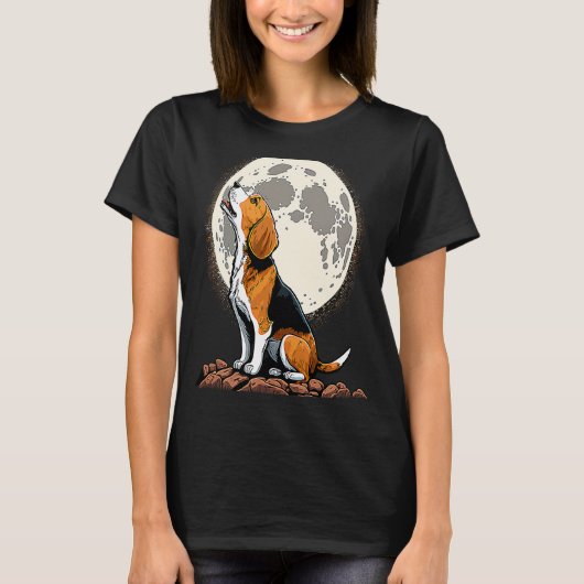 T-shirt Cute Beagle Howling at the Moon Beagle Mom (Devant)