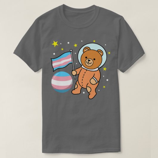T-shirt Cute Bear Astronaut Trans Pride (Design devant)