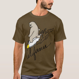 T-shirt Cute Bear Surfing The California Bear State flag C