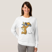 T-shirt Cute Bear transportant une cueillette festive Plat (Devant entier)