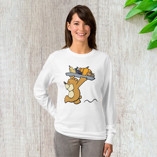 T-shirt Cute Bear transportant une cueillette festive Plat