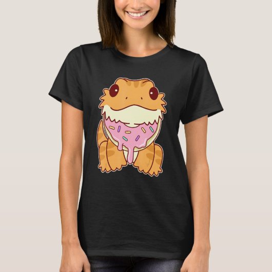 T-shirt Cute Bearded Dragon With Doughnut (Devant)