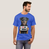 T-shirt Cute Beauceron dog with Signboard I love my Human (Devant entier)