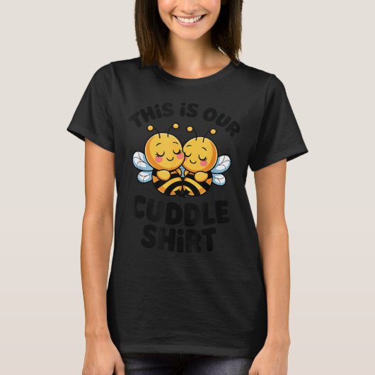 T-shirt Cute Bee Couple Cuddle Funny Romantic  (Devant)