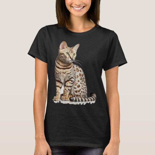 T-shirt Cute Bengal Cat with classic (Devant)