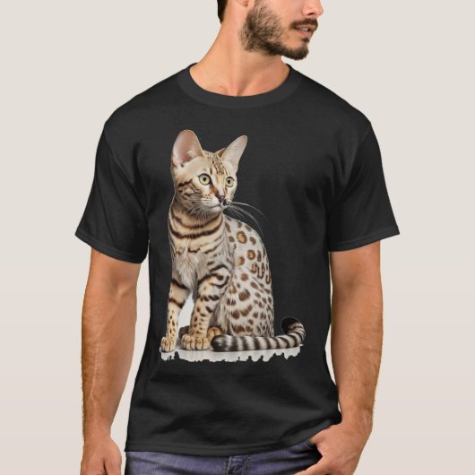 T-shirt Cute Bengal Cat with classic (Devant)