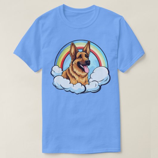 T-shirt Cute berger allemand Rainbow Cloud Kawaii Chien Ha (Design devant)