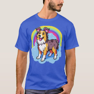 T-shirt Cute berger australien Rainbow Cloud Kawaii Chien