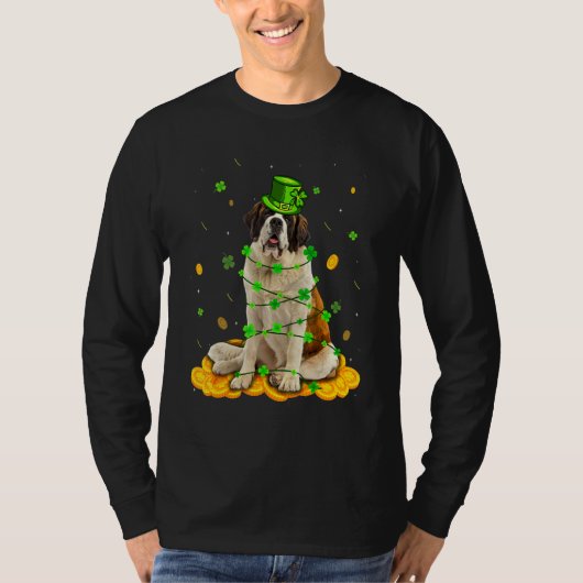 T-shirt Cute Bernard Dog Jour de la Saint Patrick Shamrock (Devant)