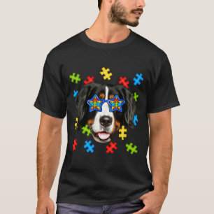 T-shirt Cute Bernese Mountain Autism Puzzle Lunettes de so