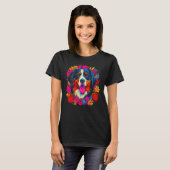 T-shirt Cute Bernese Mountain Dog Flowers (Devant entier)