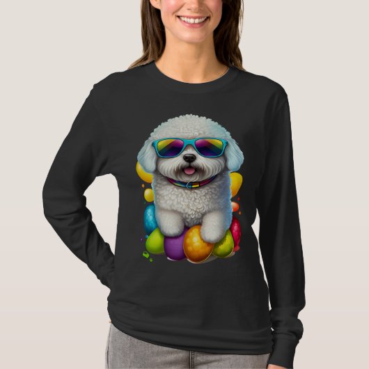 T-shirt Cute Bichon Frise Easter Eggs Dog Costume Womens M (Devant)