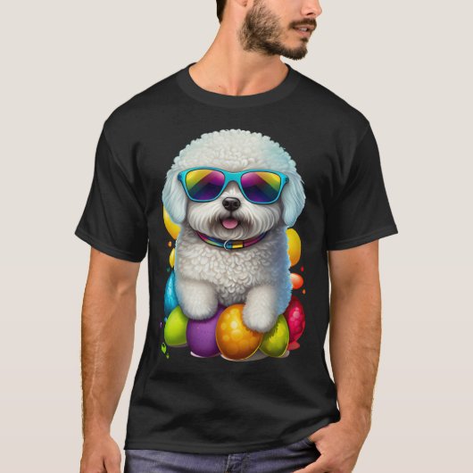 T-shirt Cute Bichon Frise Easter Eggs Dog Costume Womens M (Devant)