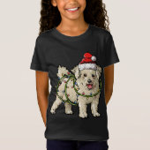 T-Shirt Cute Bichon Frise Père Noël Feux Noël Lumières Noë (Devant)